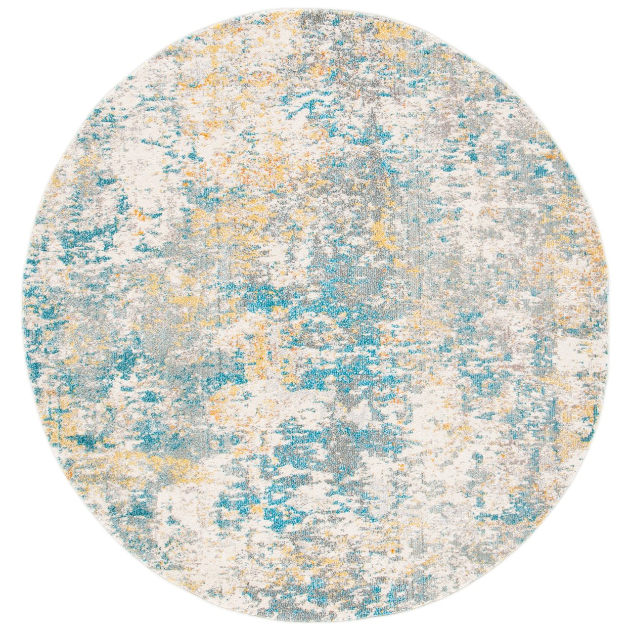 SAFAVIEH Madison Collection MAD453K Teal / Gold Rug - 6' 7 Round