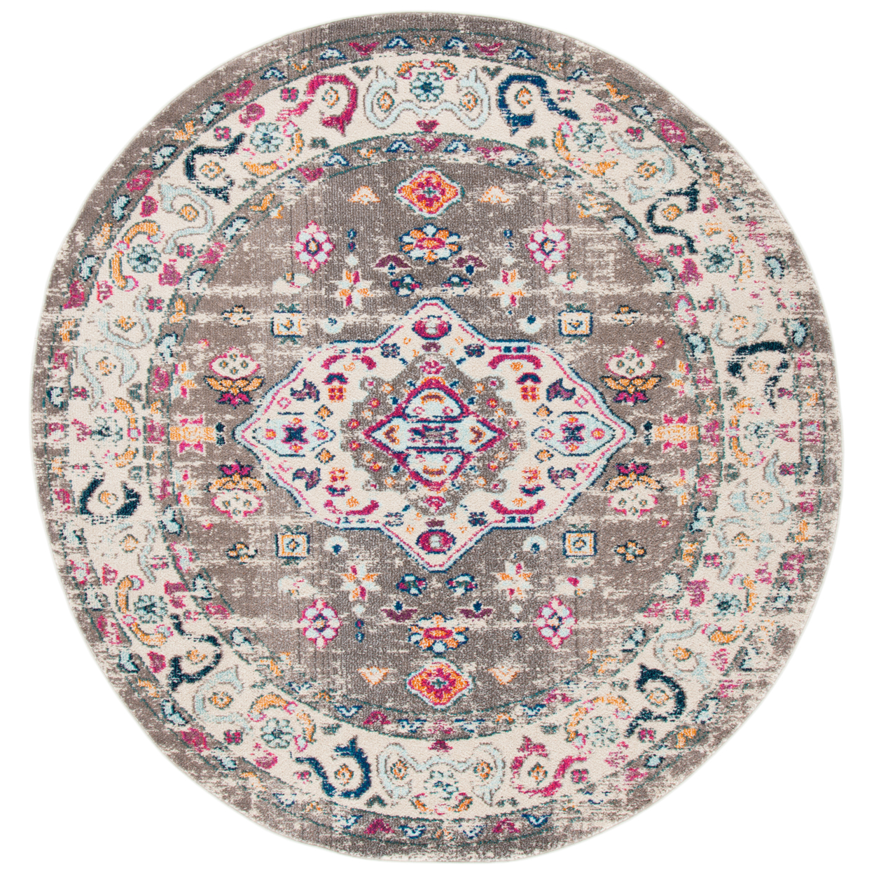 SAFAVIEH Madison Collection MAD468E Taupe / Ivory Rug - 6' 7 Round