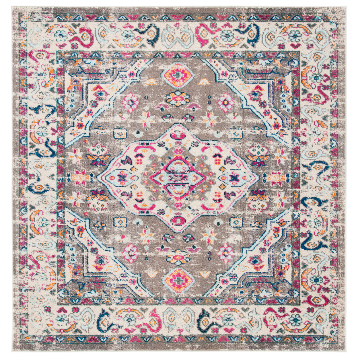 SAFAVIEH Madison Collection MAD468E Taupe / Ivory Rug - 6' 7 Square