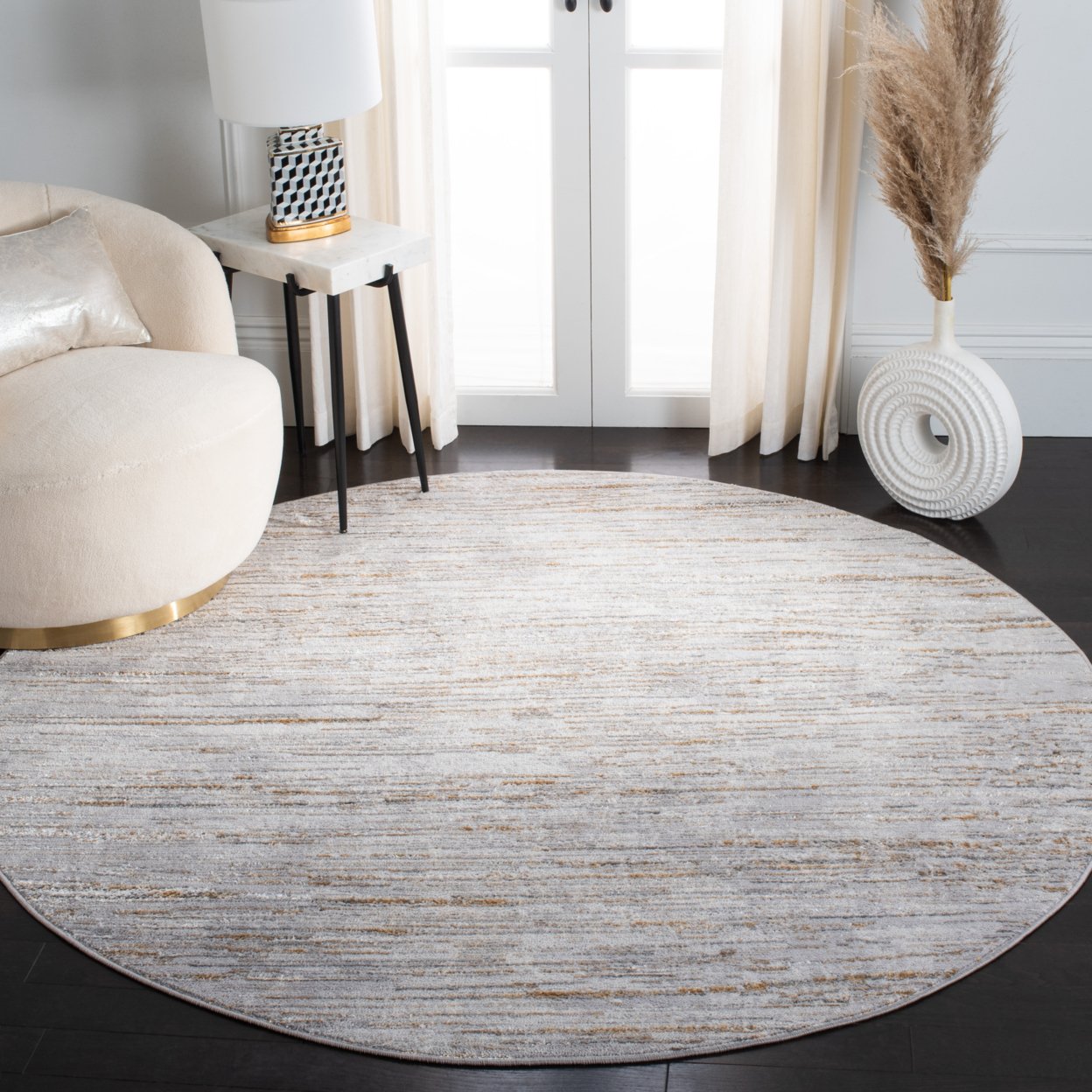 SAFAVIEH Orchard Collection ORC668G Grey / Gold Rug - 6-7 X 6-7 Square