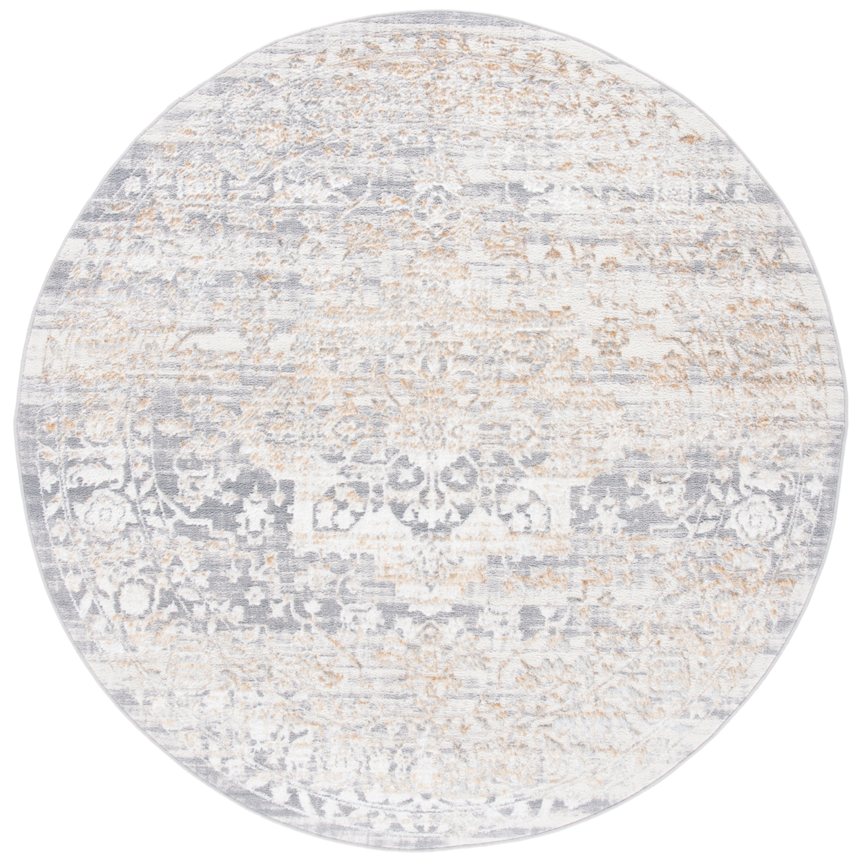 SAFAVIEH Orchard Collection ORC677F Grey / Gold Rug - 6-7 X 6-7 Round