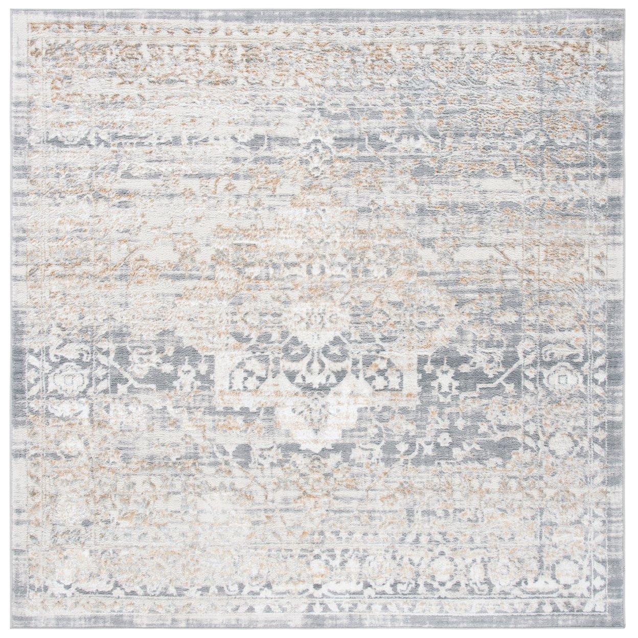 SAFAVIEH Orchard Collection ORC677F Grey / Gold Rug - 6-7 X 6-7 Square