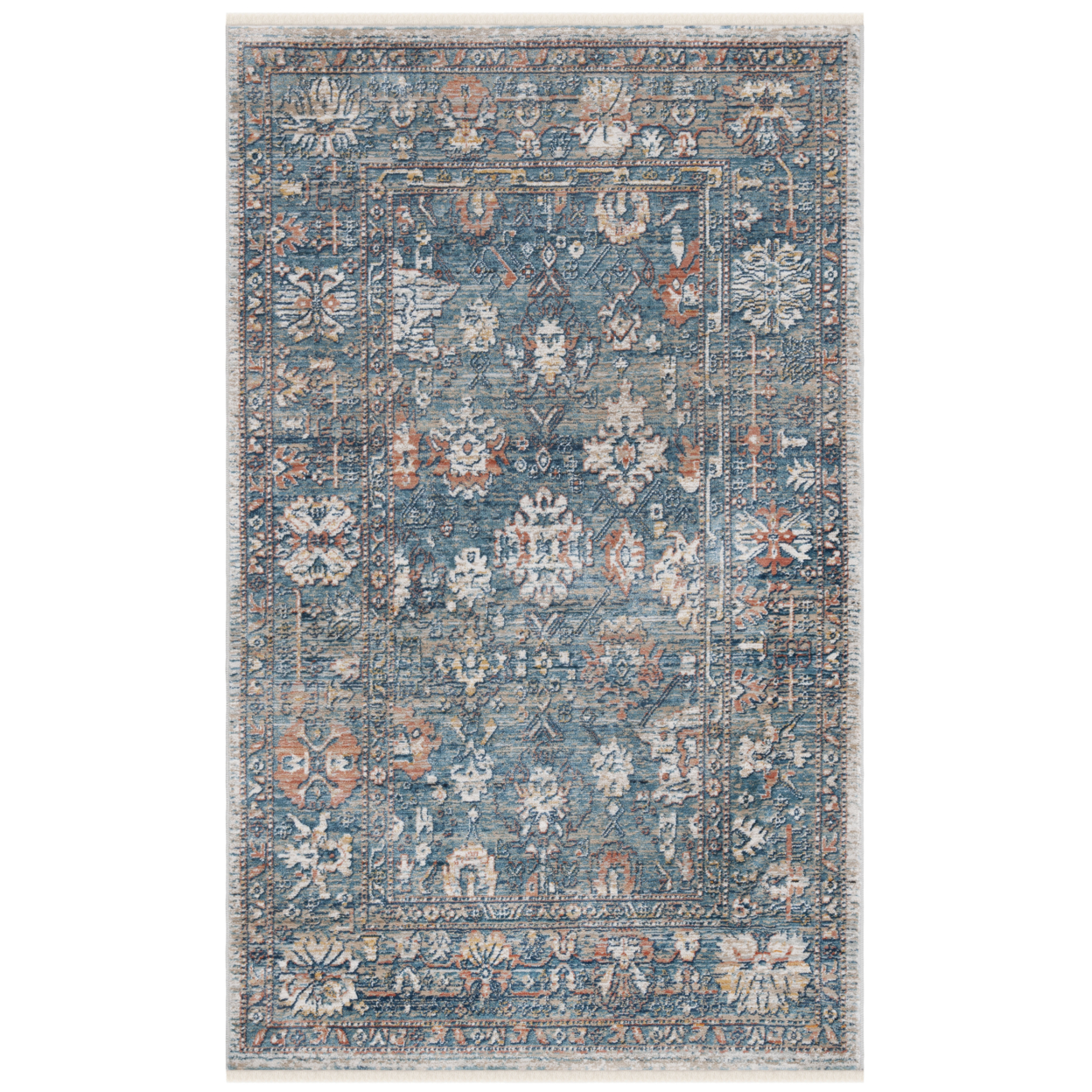 SAFAVIEH Victoria Collection VIC905M Blue / Ivory Rug - 2-2 X 4