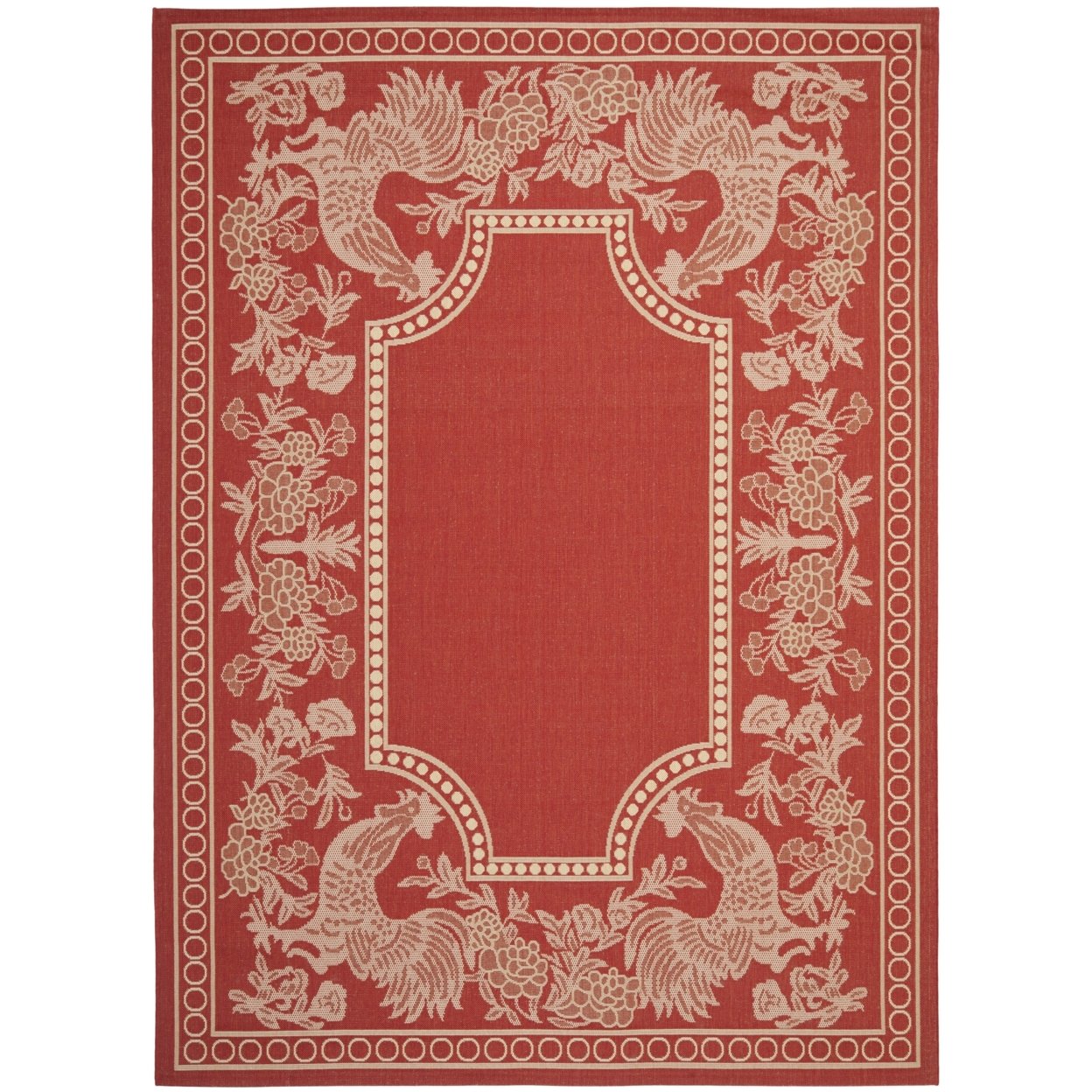 SAFAVIEH Outdoor CY3305-3707 Courtyard Red / Natural Rug - 6' 7 X 9' 6
