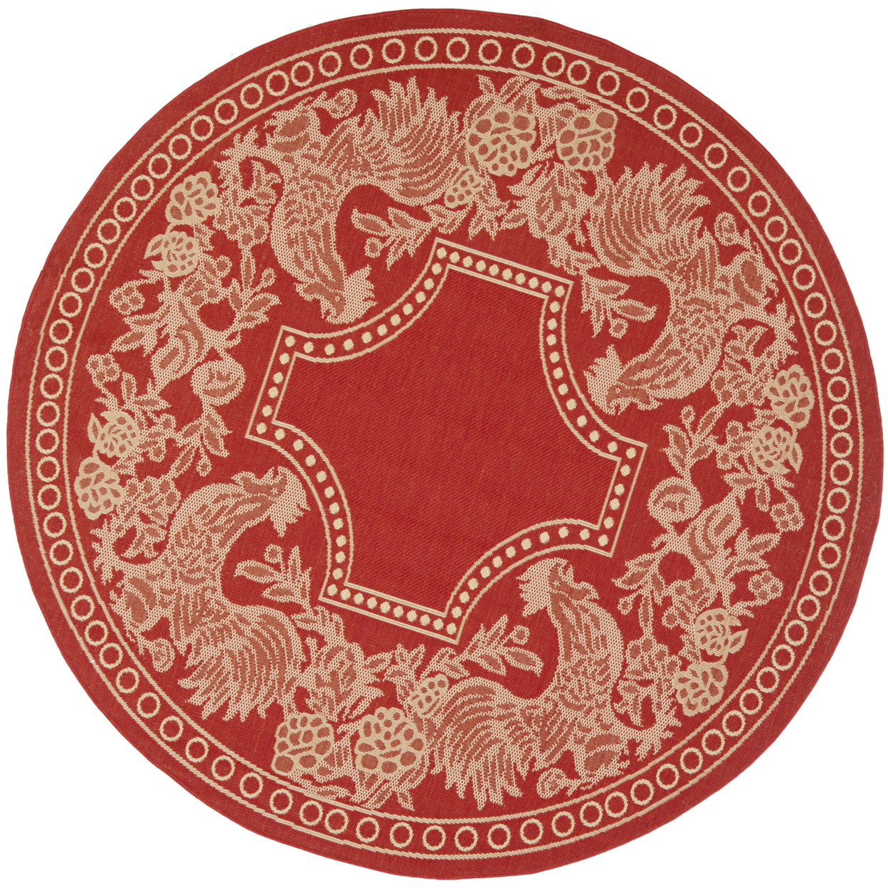 SAFAVIEH Outdoor CY3305-3707 Courtyard Red / Natural Rug - 6' 7 Round