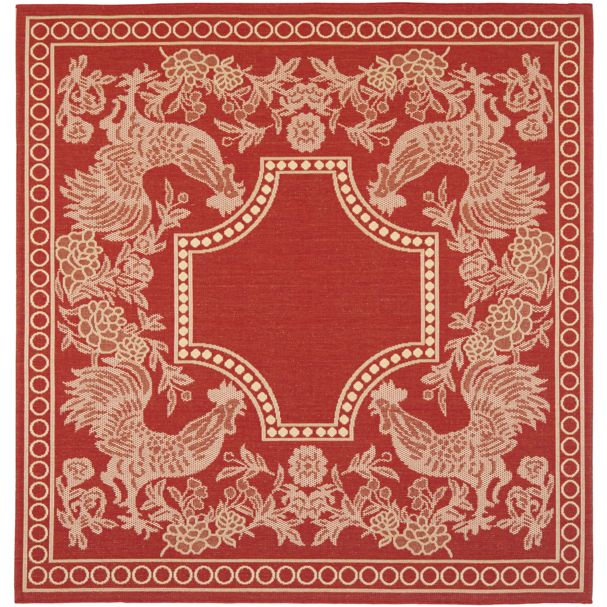 SAFAVIEH Outdoor CY3305-3707 Courtyard Red / Natural Rug - 6' 7 Square