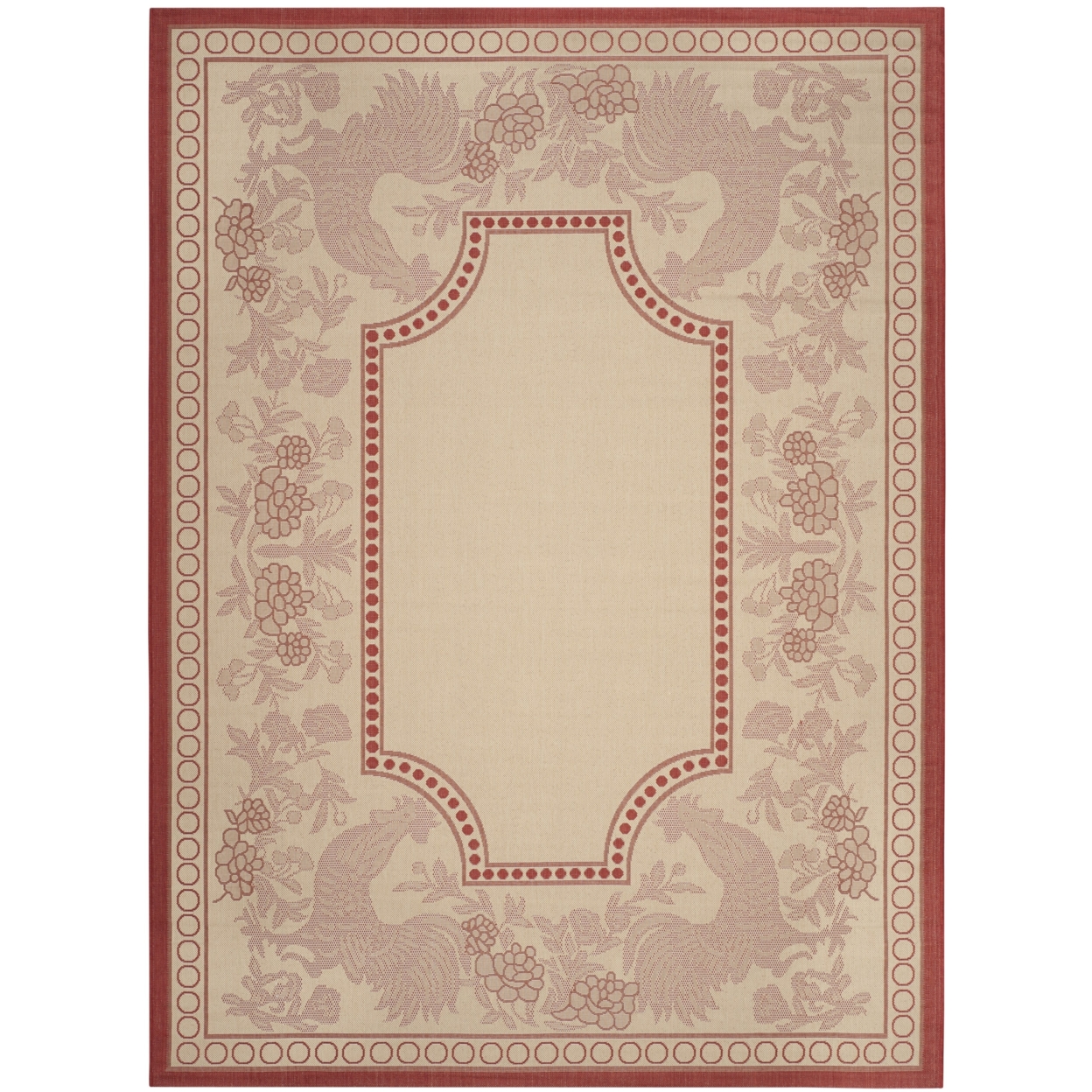 SAFAVIEH Outdoor CY3305-3701 Courtyard Natural / Red Rug - 8' X 11'