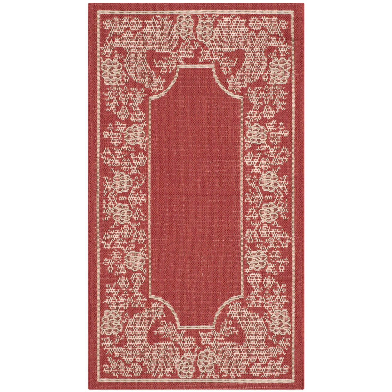 SAFAVIEH Outdoor CY3305-3707 Courtyard Red / Natural Rug - 2' 7 X 5'