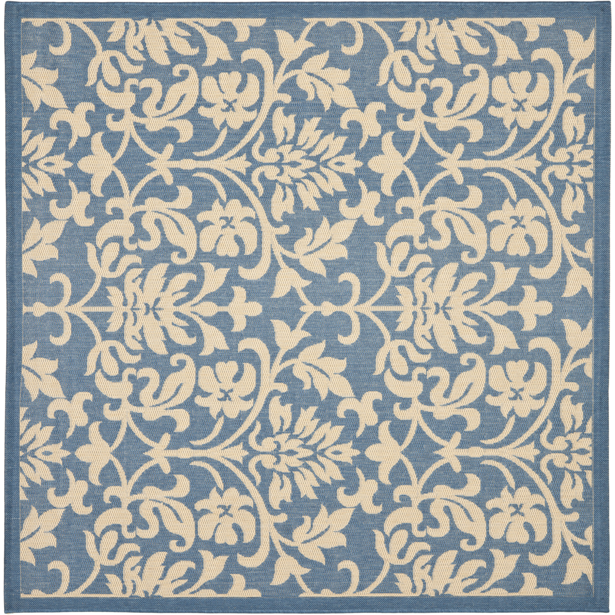 SAFAVIEH Outdoor CY3416-3103 Courtyard Blue / Natural Rug - 6' 7 Square