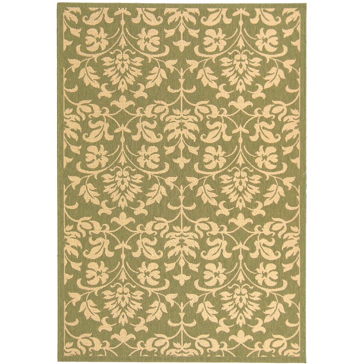 SAFAVIEH Outdoor CY3416-1E06 Courtyard Olive / Natural Rug - 4' X 5' 7