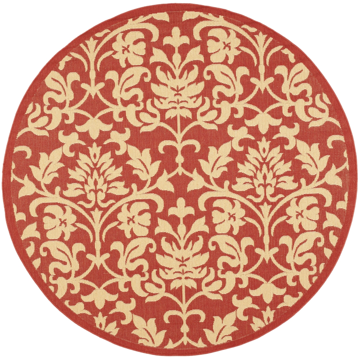 SAFAVIEH Outdoor CY3416-3707 Courtyard Red / Natural Rug - 5' 3 Round