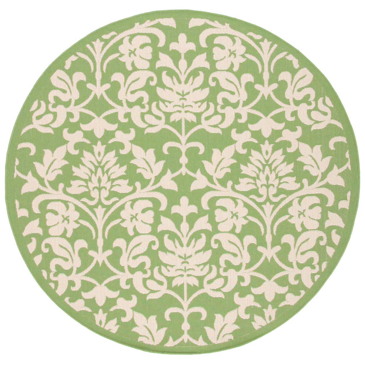 SAFAVIEH Outdoor CY3416-1E06 Courtyard Olive / Natural Rug - 6' 7 Round