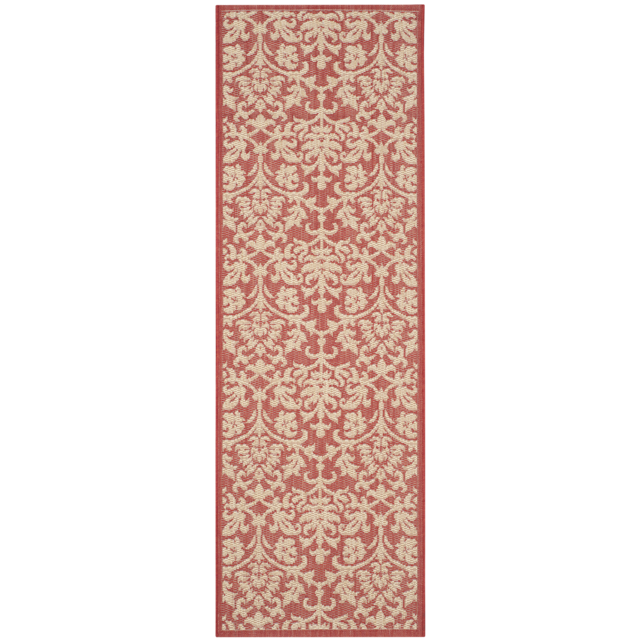 SAFAVIEH Outdoor CY3416-3707 Courtyard Red / Natural Rug - 2' 3 X 6' 7