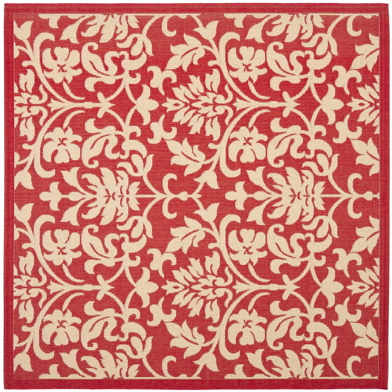 SAFAVIEH Outdoor CY3416-3707 Courtyard Red / Natural Rug - 6' 7 Square
