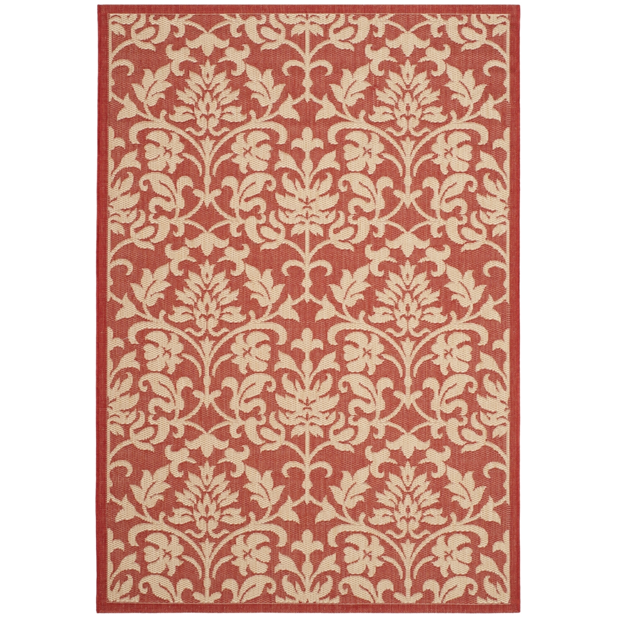 SAFAVIEH Outdoor CY3416-3707 Courtyard Red / Natural Rug - 4' X 5' 7