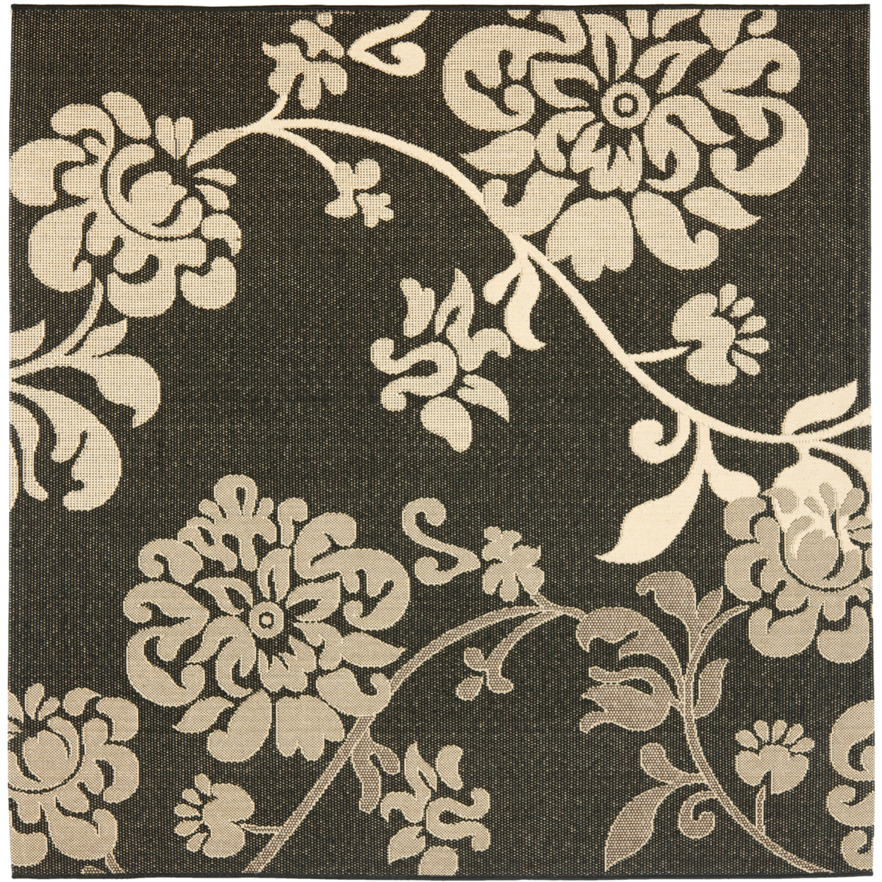 SAFAVIEH Outdoor CY4027D Courtyard Black Natural / Brown Rug - 6' 7 Square