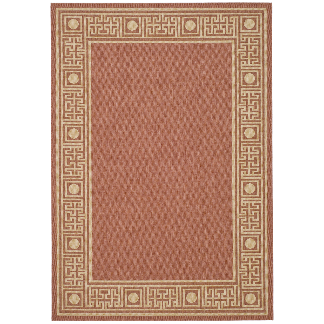 SAFAVIEH Outdoor CY5143A Courtyard Collection Rust / Sand Rug - 4' X 5' 7