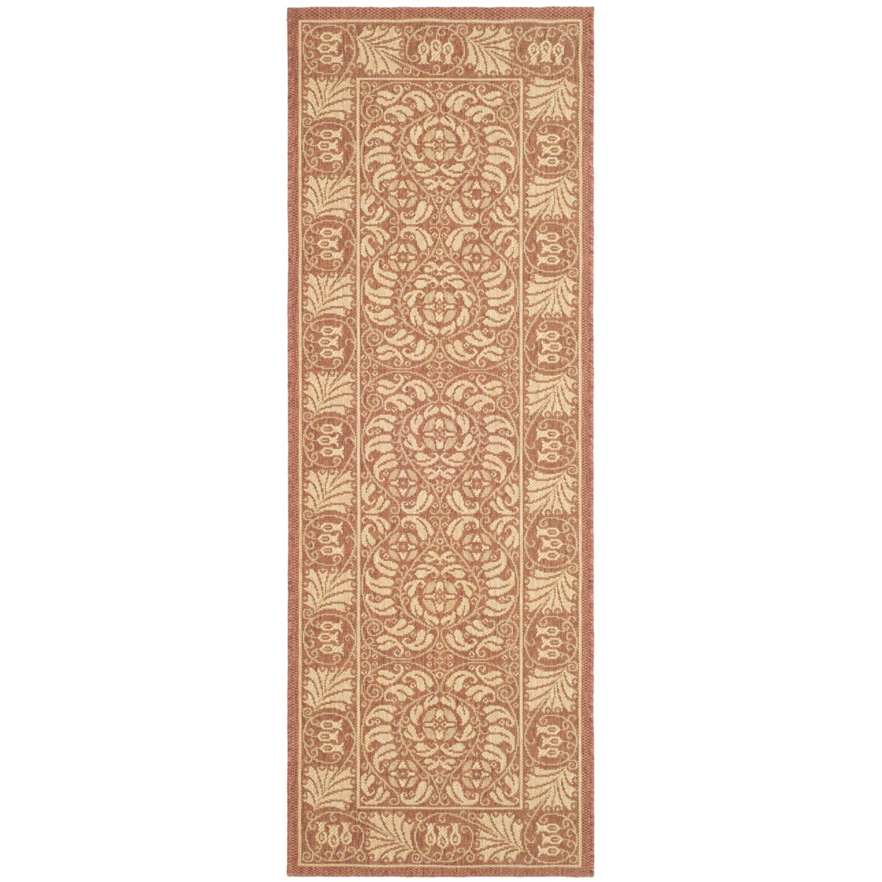 SAFAVIEH Outdoor CY5146A Courtyard Collection Rust / Sand Rug - 2' 7 X 8' 2
