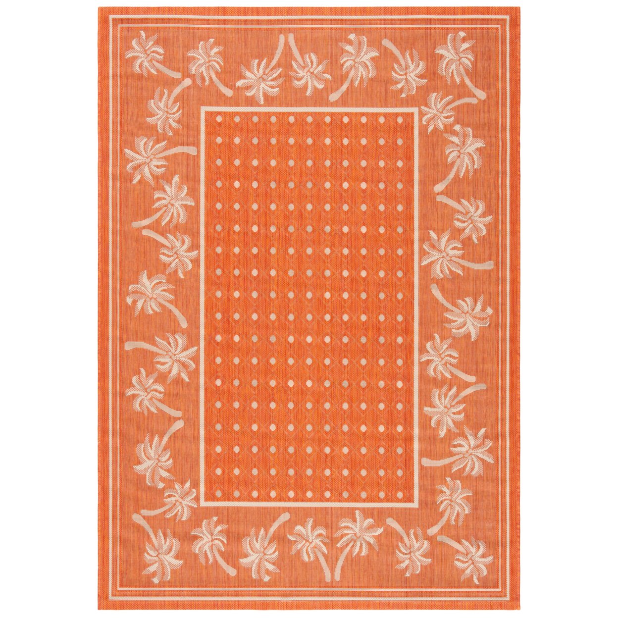 SAFAVIEH Outdoor CY5148A Courtyard Collection Rust / Sand Rug - 4' X 5' 7