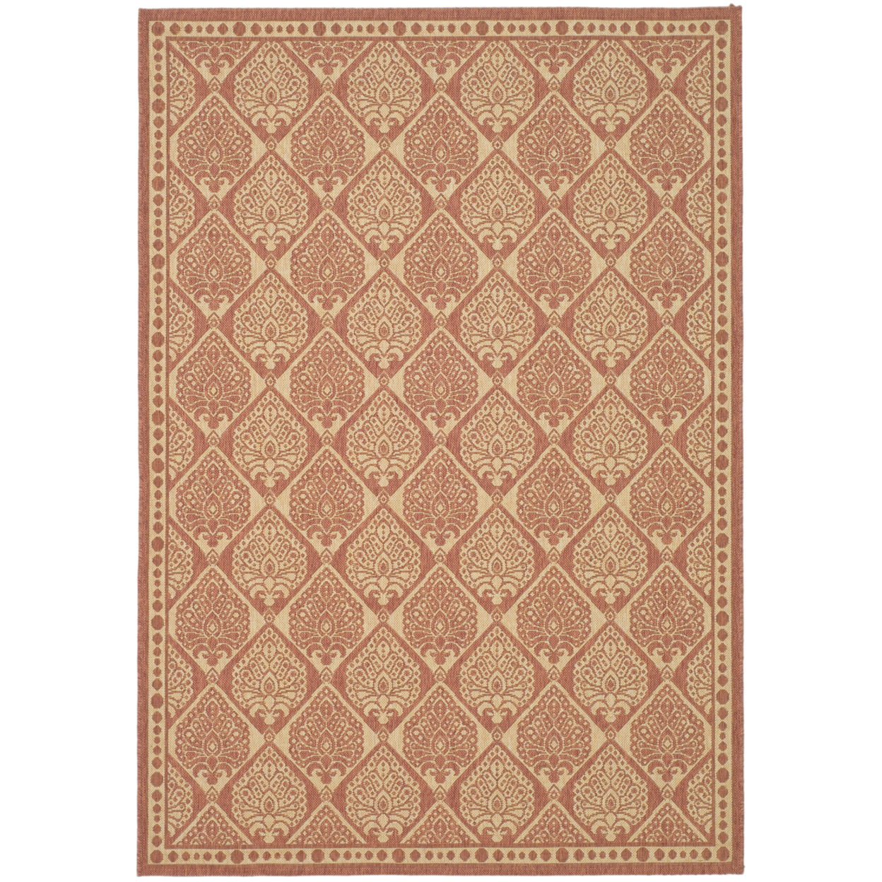SAFAVIEH Outdoor CY5149A Courtyard Collection Rust / Sand Rug - 4' X 5' 7