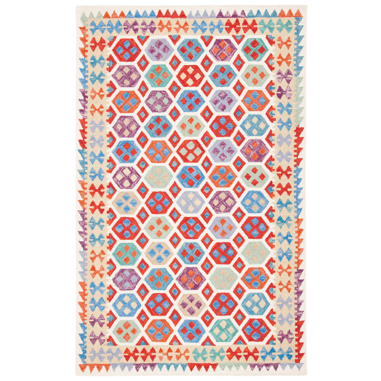 SAFAVIEH Aspen Collection APN410A Handmade Ivory/Red Rug - 7' Square