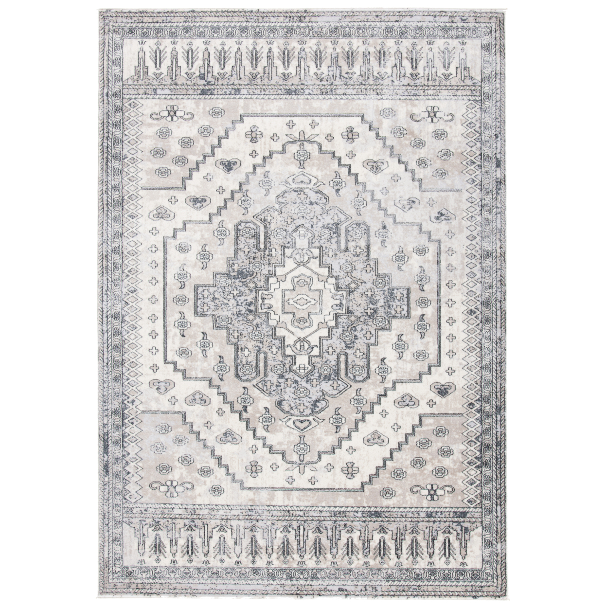 SAFAVIEH Carnegie Collection CNG662F Ivory / Grey Rug - 5' 1 X 7' 6