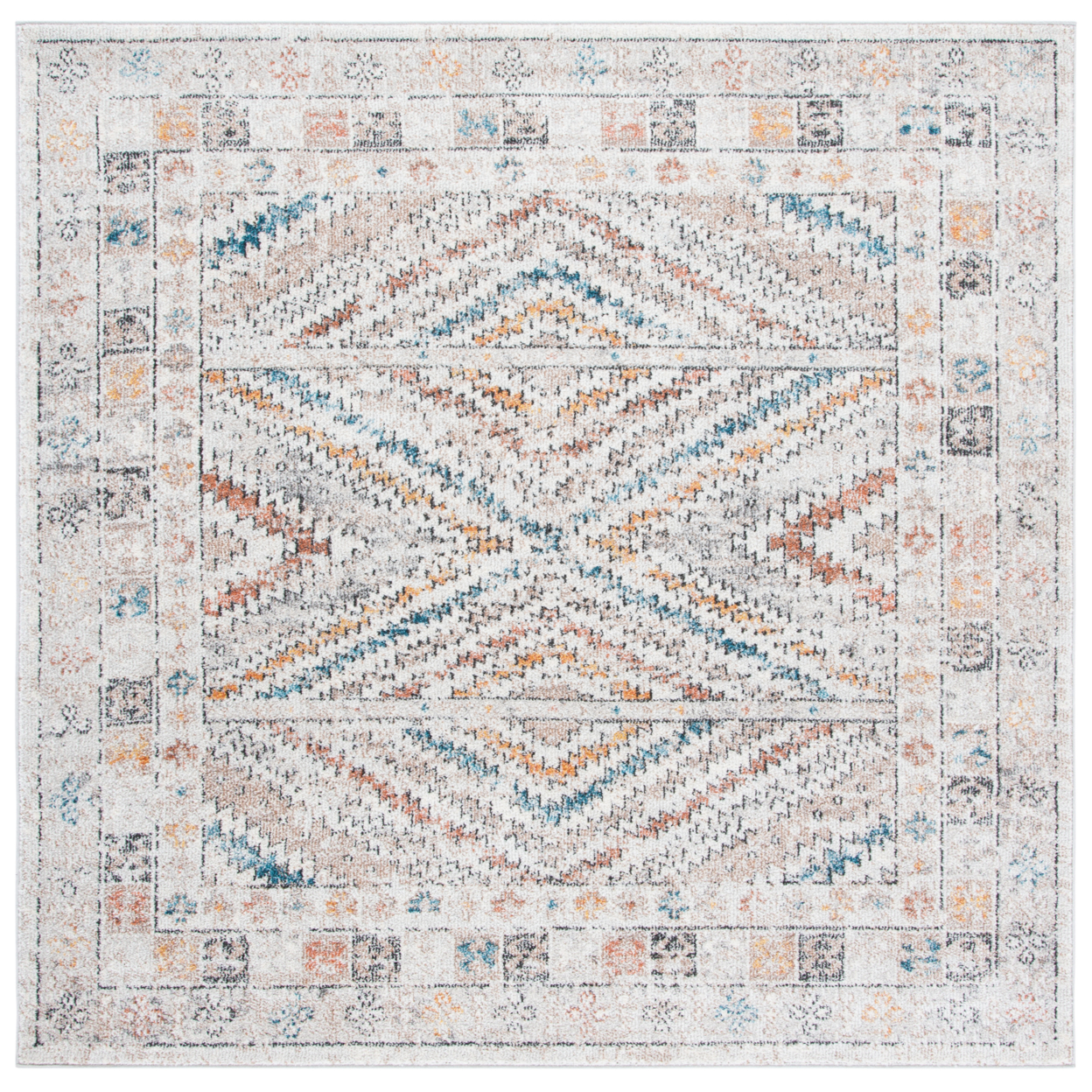 SAFAVIEH Crystal Collection CRS321A Ivory/Grey Rug - 6-7 X 6-7 Square