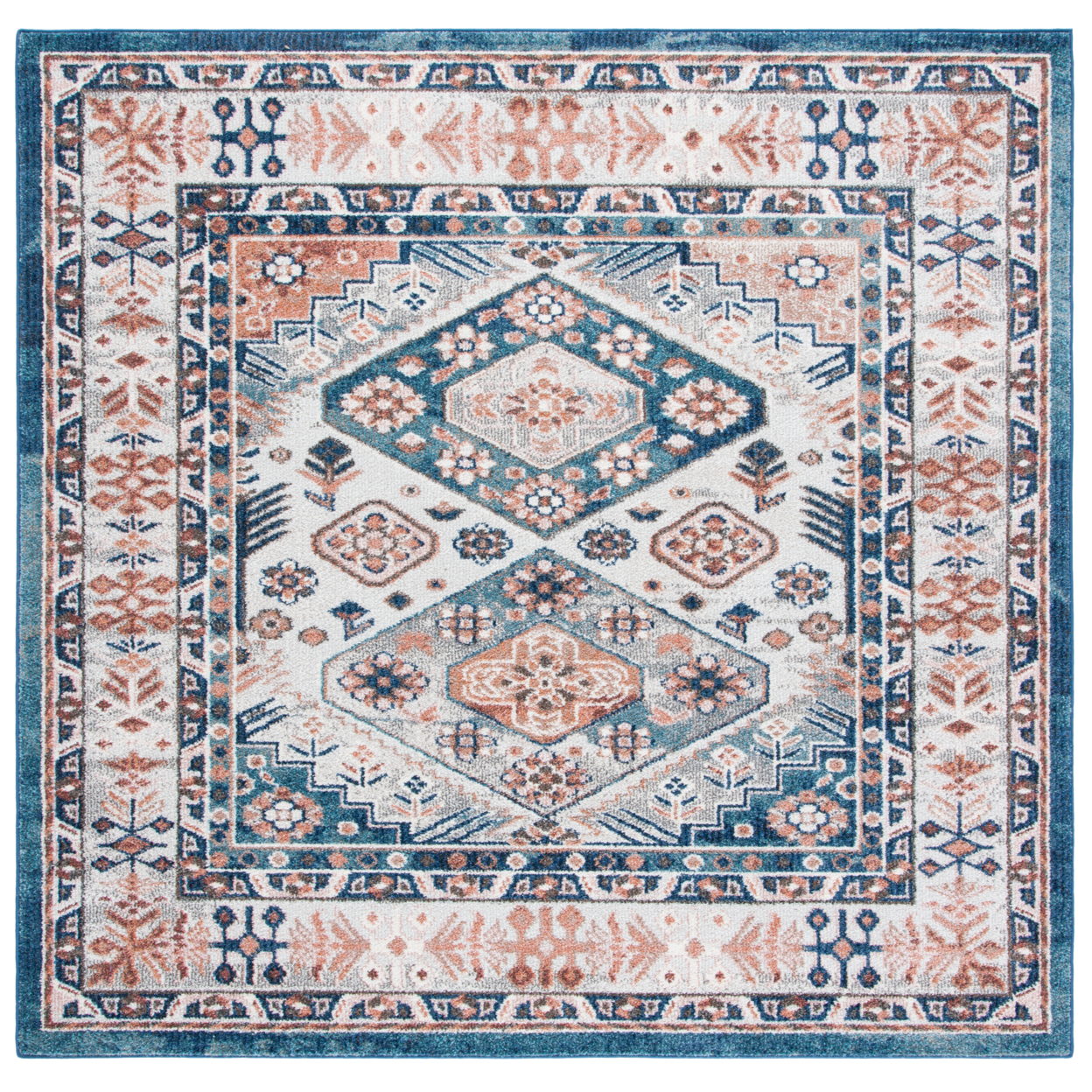 SAFAVIEH Crystal Collection CRS326A Ivory/Blue Rug - 6-7 X 6-7 Square