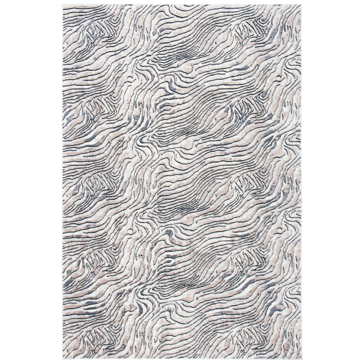 SAFAVIEH Lagoon Collection LGN187A Ivory / Grey Rug - 6-7 X 6-7 Square