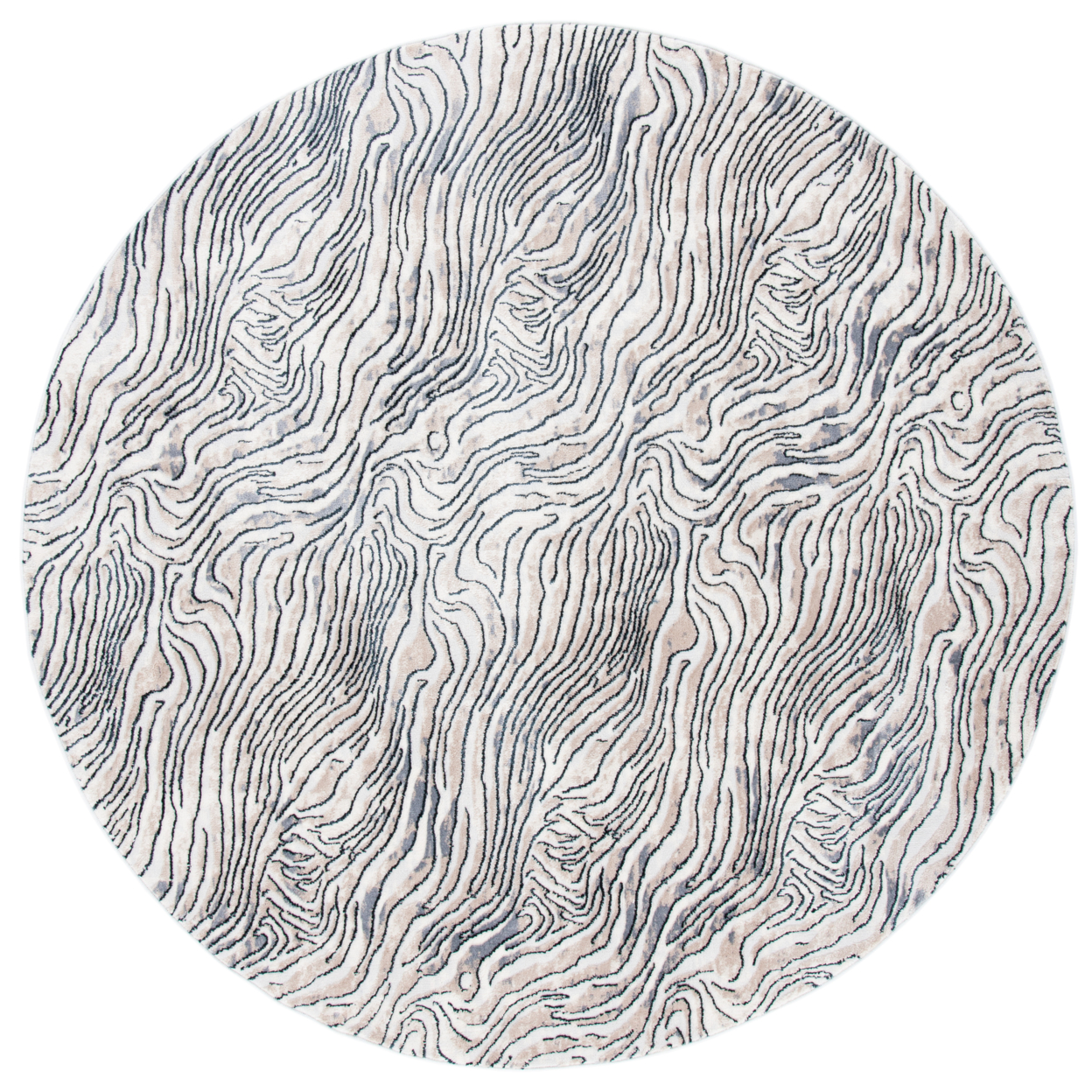 SAFAVIEH Lagoon Collection LGN187A Ivory / Grey Rug - 6-7 X 6-7 Round