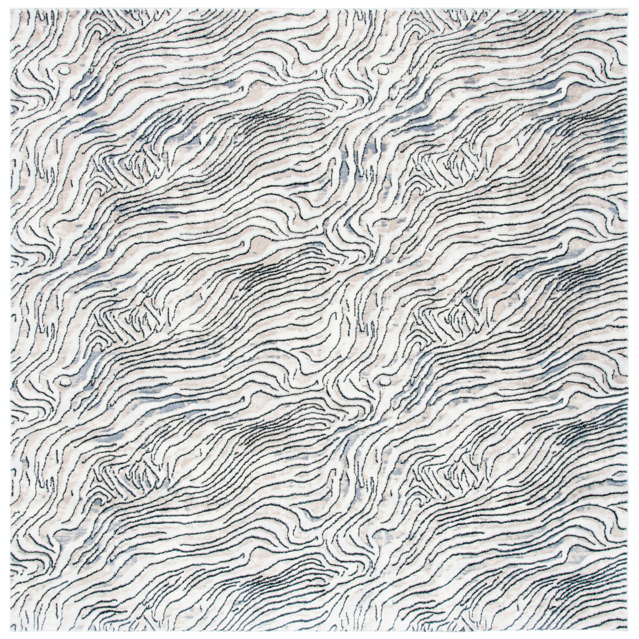 SAFAVIEH Lagoon Collection LGN187A Ivory / Grey Rug - 6-7 X 6-7 Square