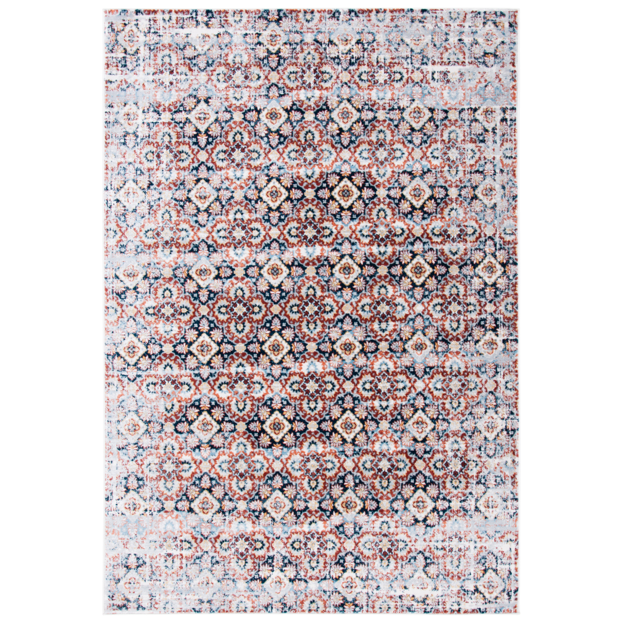 SAFAVIEH Lagoon Collection LGN230T Brown / Navy Rug - 6-7 X 6-7 Square