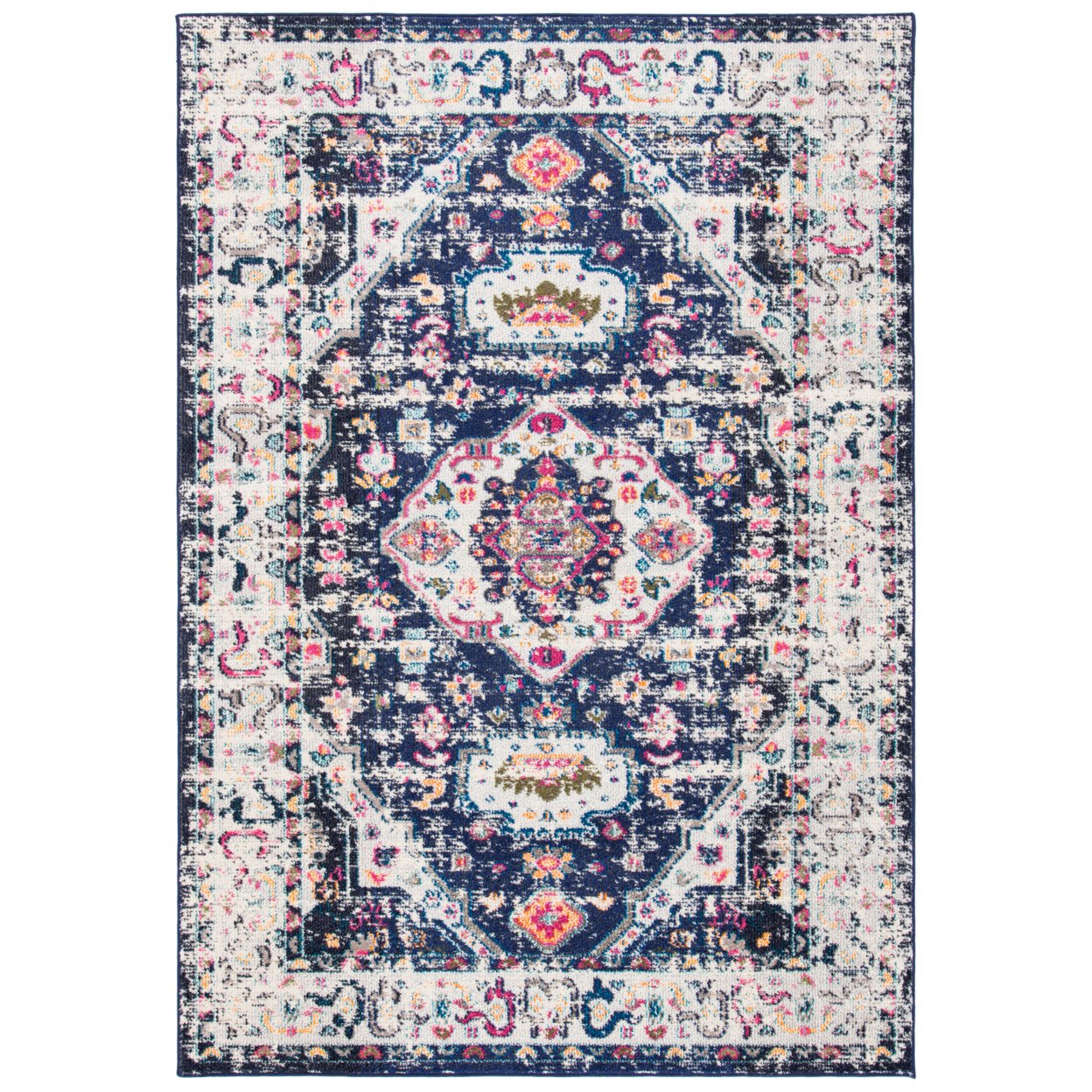 SAFAVIEH Madison Collection MAD468N Navy / Ivory Rug - 6' X 9'