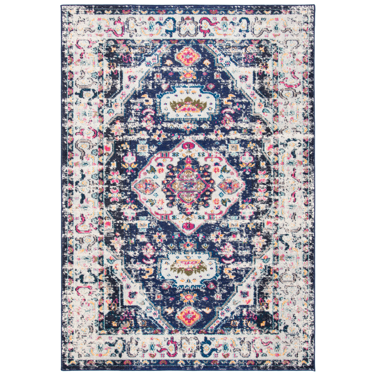SAFAVIEH Madison Collection MAD468N Navy / Ivory Rug - 8' X 10'