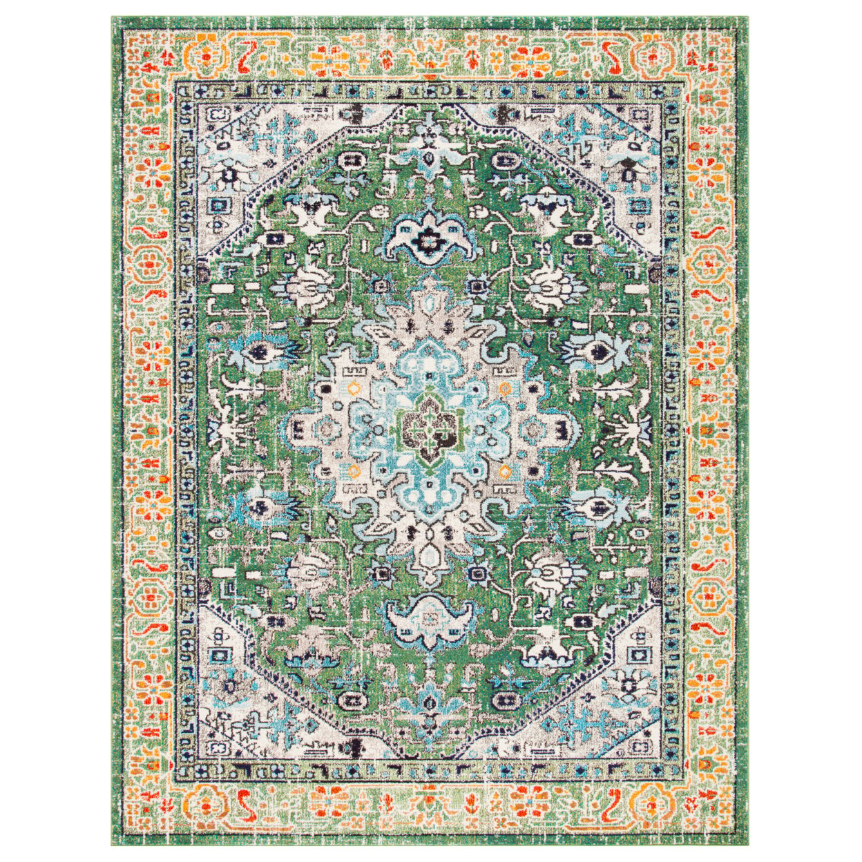 SAFAVIEH Madison Collection MAD474Y Green / Turquoise Rug - 2' 2 X 10'
