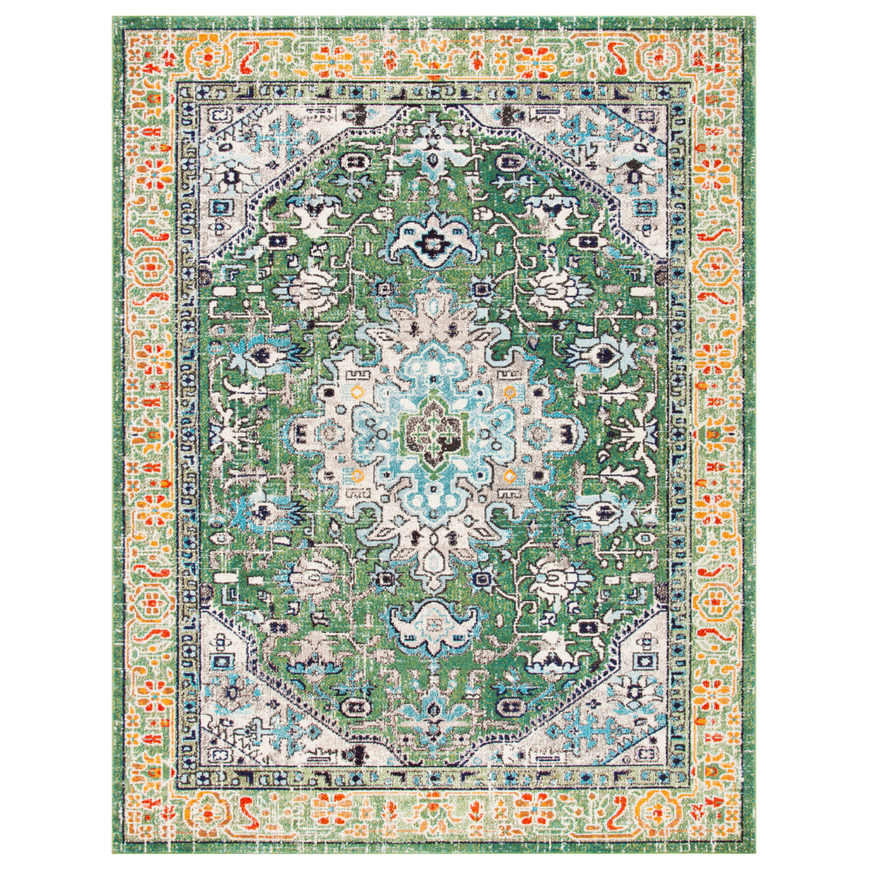 SAFAVIEH Madison Collection MAD474Y Green / Turquoise Rug - 2' 2 X 12'
