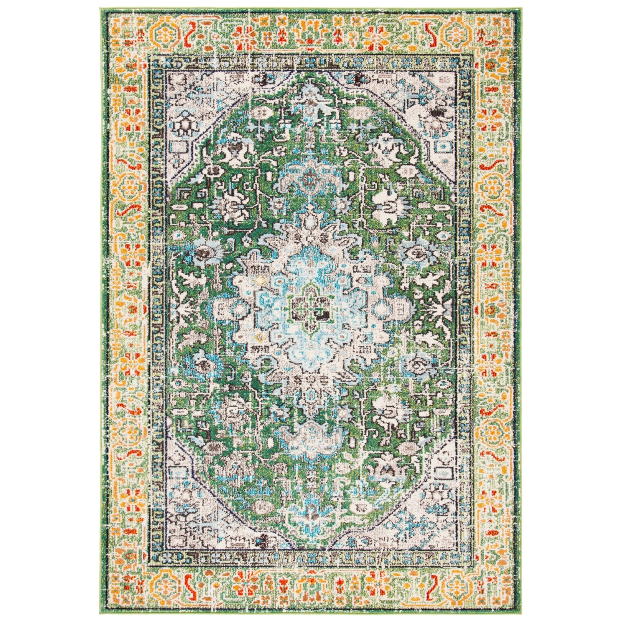 SAFAVIEH Madison Collection MAD474Y Green / Turquoise Rug - 3' X 5'