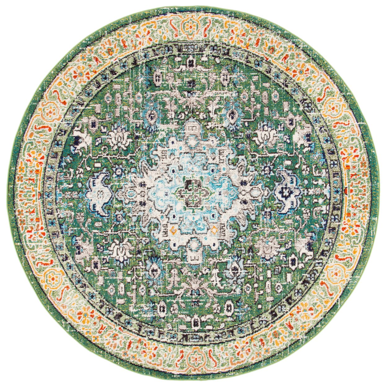 SAFAVIEH Madison Collection MAD474Y Green / Turquoise Rug - 5' Round