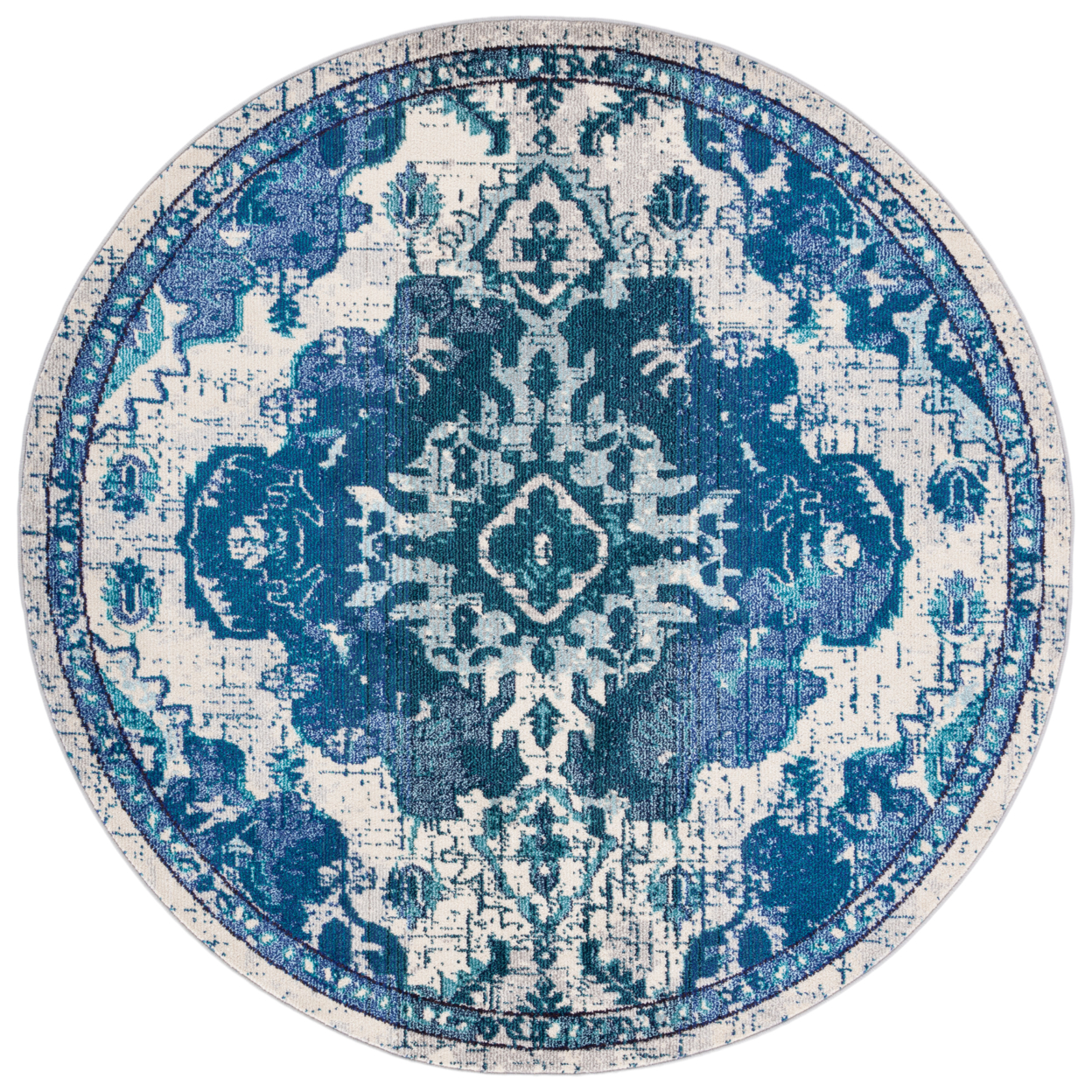SAFAVIEH Madison Collection MAD484A Ivory / Blue Rug - 6' 7 Round