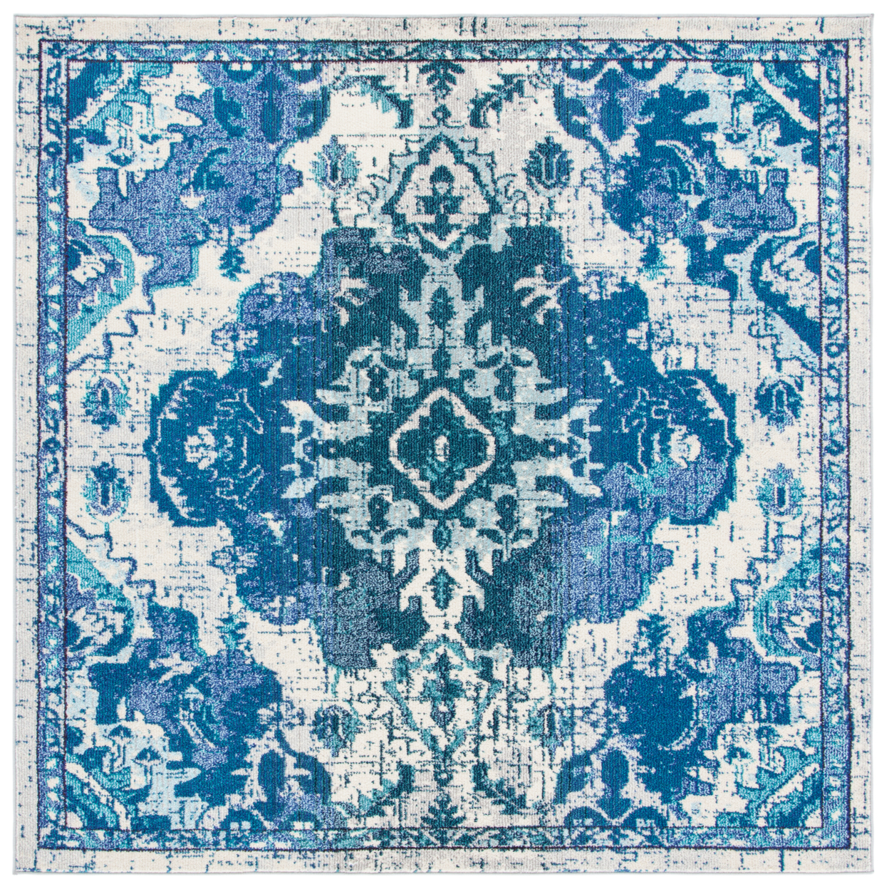 SAFAVIEH Madison Collection MAD484A Ivory / Blue Rug - 6' 7 Square