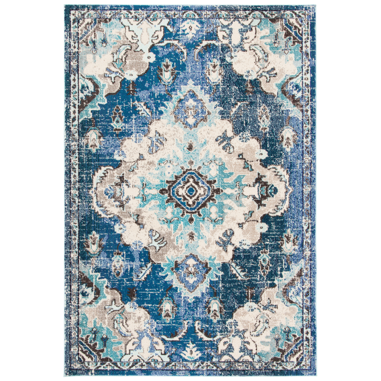 SAFAVIEH Madison Collection MAD484N Navy / Ivory Rug - 3' X 5'