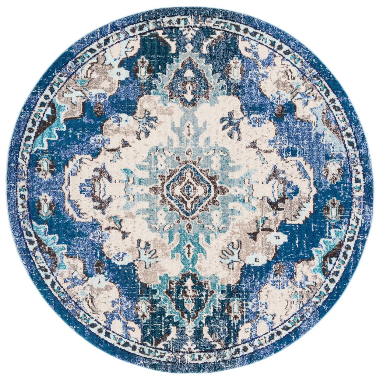 SAFAVIEH Madison Collection MAD484N Navy / Ivory Rug - 6' 7 Round