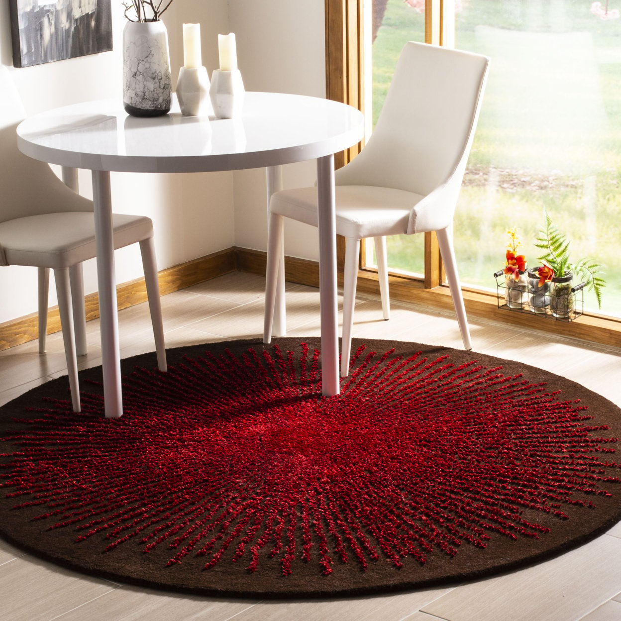 SAFAVIEH Soho Collection SOH655T Handmade Brown / Red Rug - 6' Square
