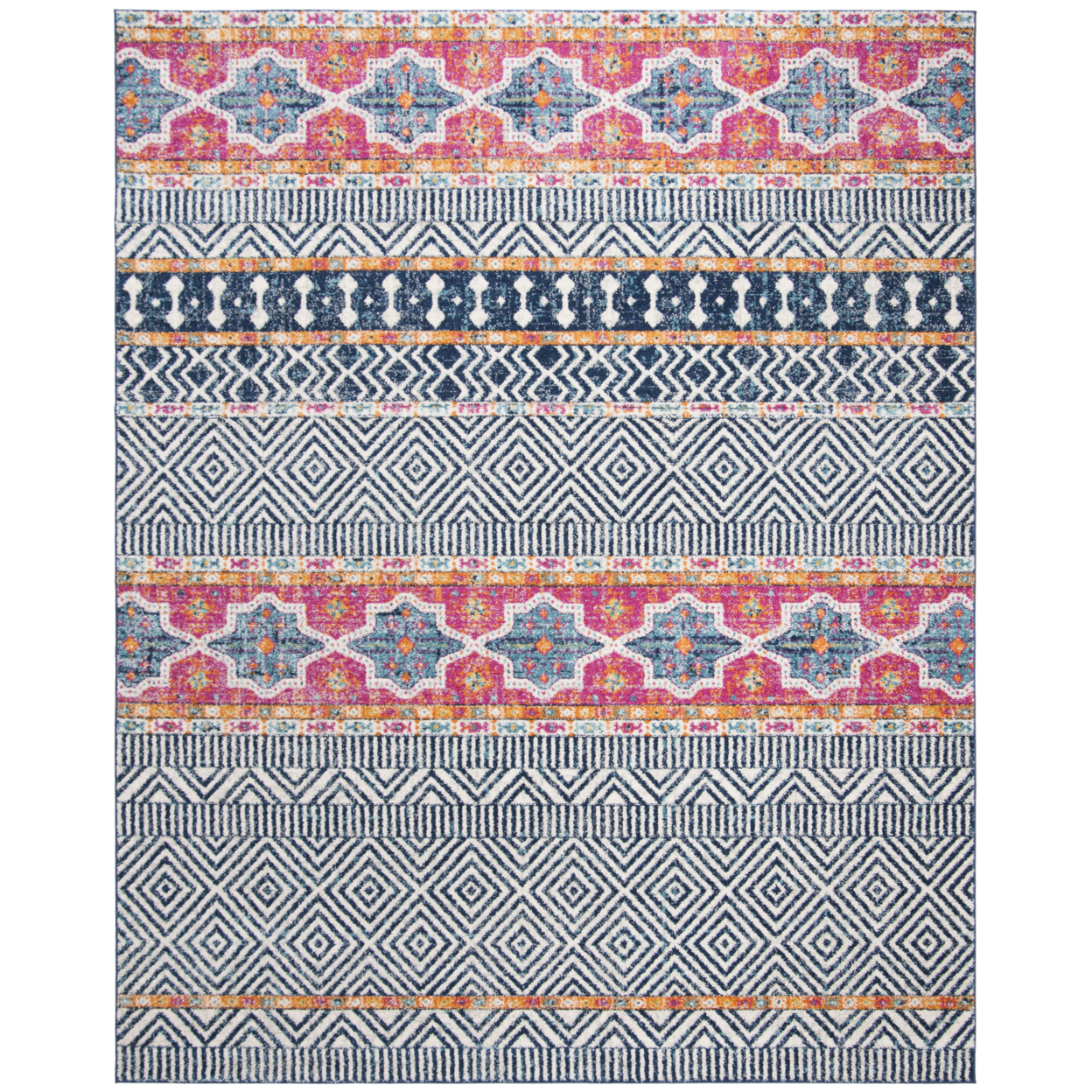 SAFAVIEH Madison Collection MAD614N Navy / Ivory Rug - 2' 6 X 4'