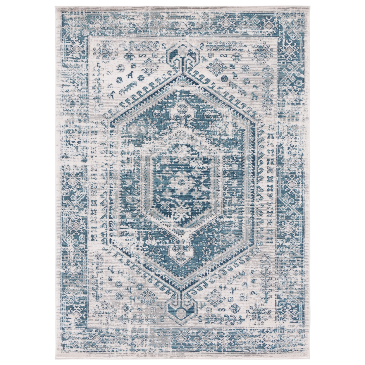 SAFAVIEH Madison Collection MAD864M Blue / Ivory Rug - 6' 7 Square