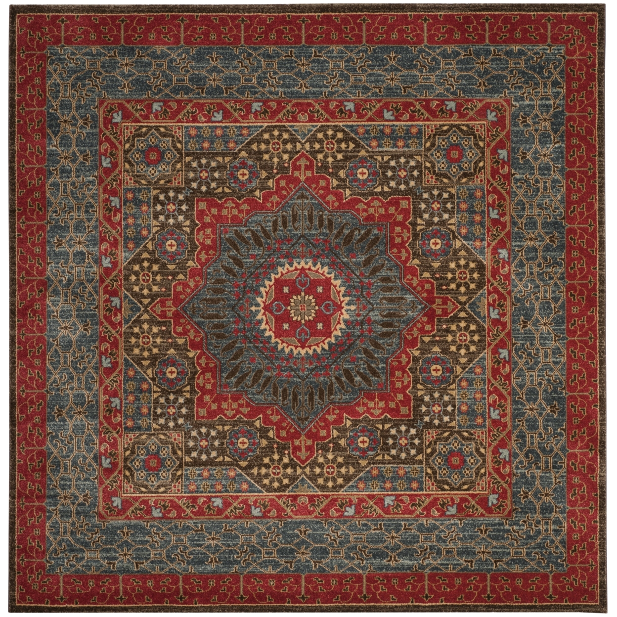 SAFAVIEH Mahal Collection MAH620C Navy / Red Rug - 9' Square