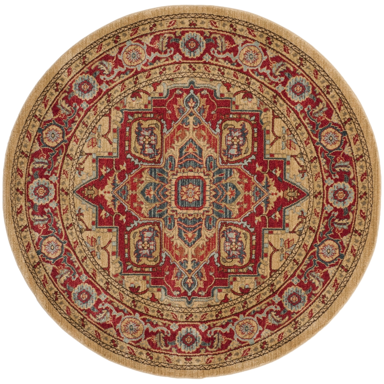 SAFAVIEH Mahal Collection MAH698A Red / Natural Rug - 3' Round