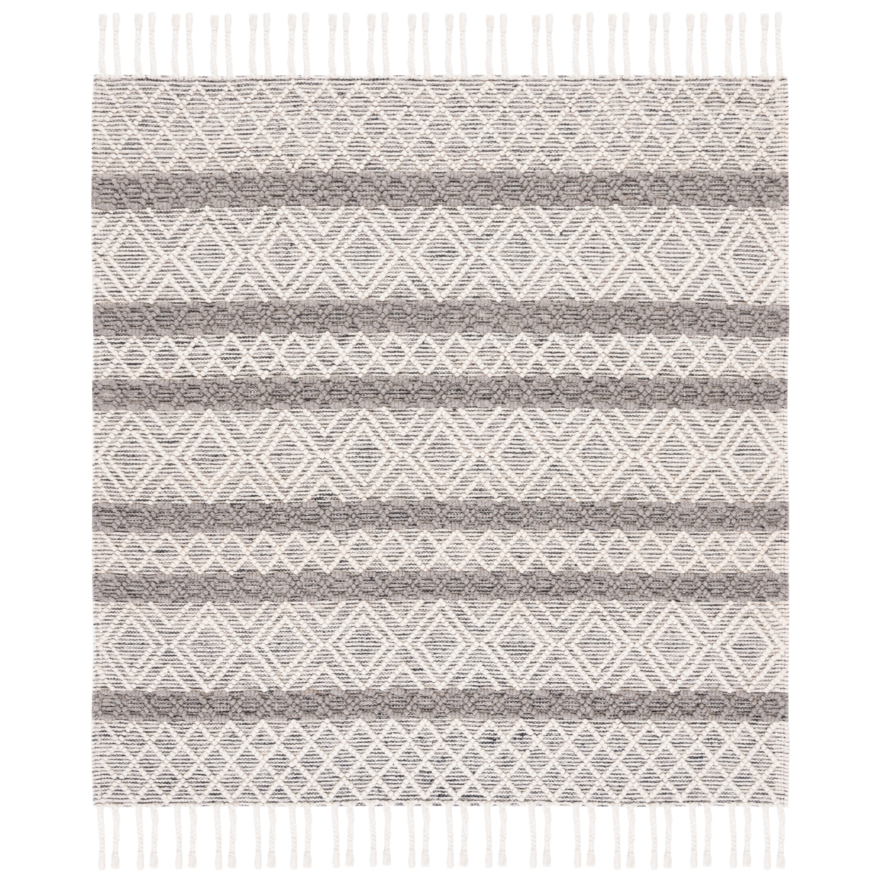SAFAVIEH Natura NAT344A Handwoven Ivory / Charcoal Rug - 6' Square