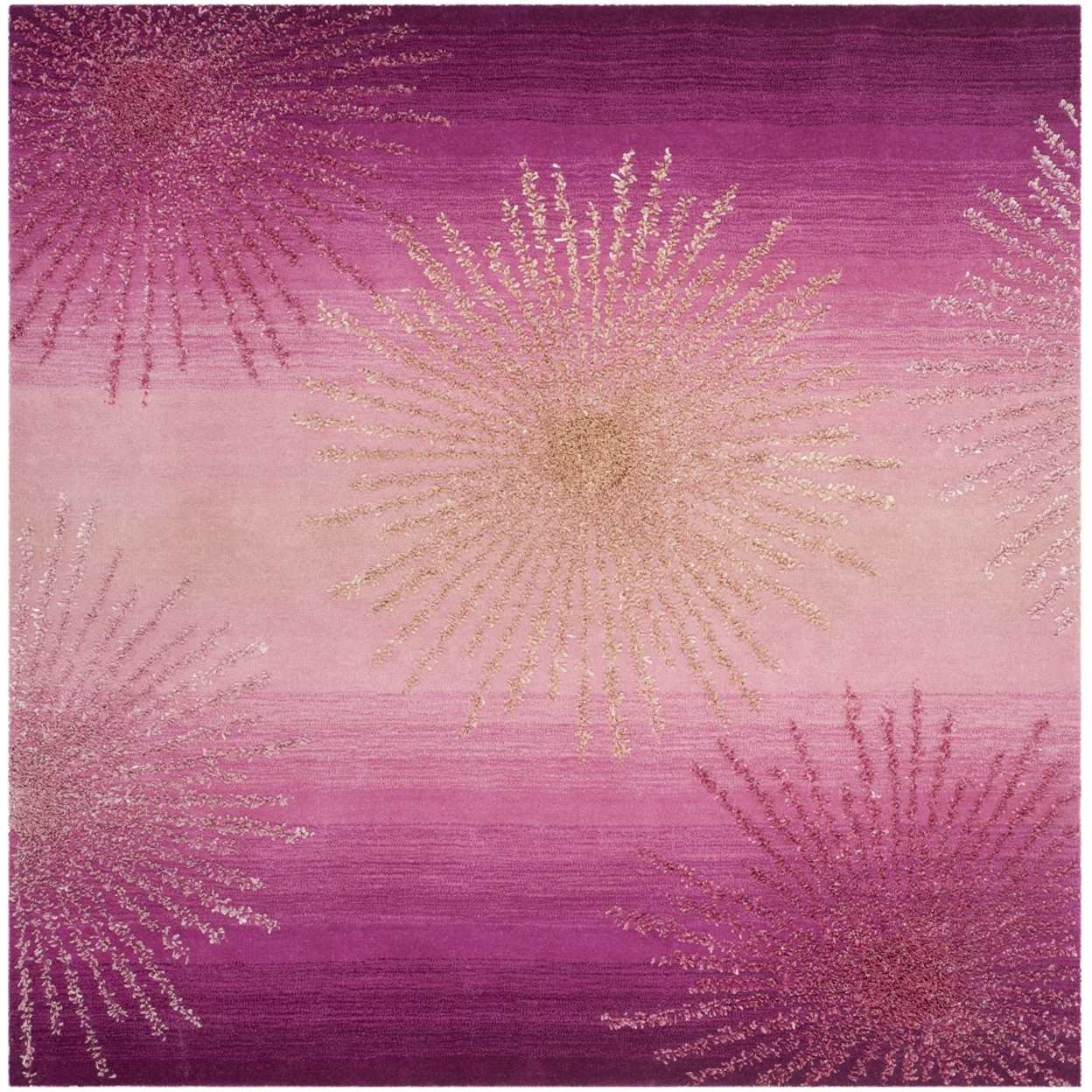 SAFAVIEH Soho Collection SOH712N Handmade Pink Rug - 6' Square