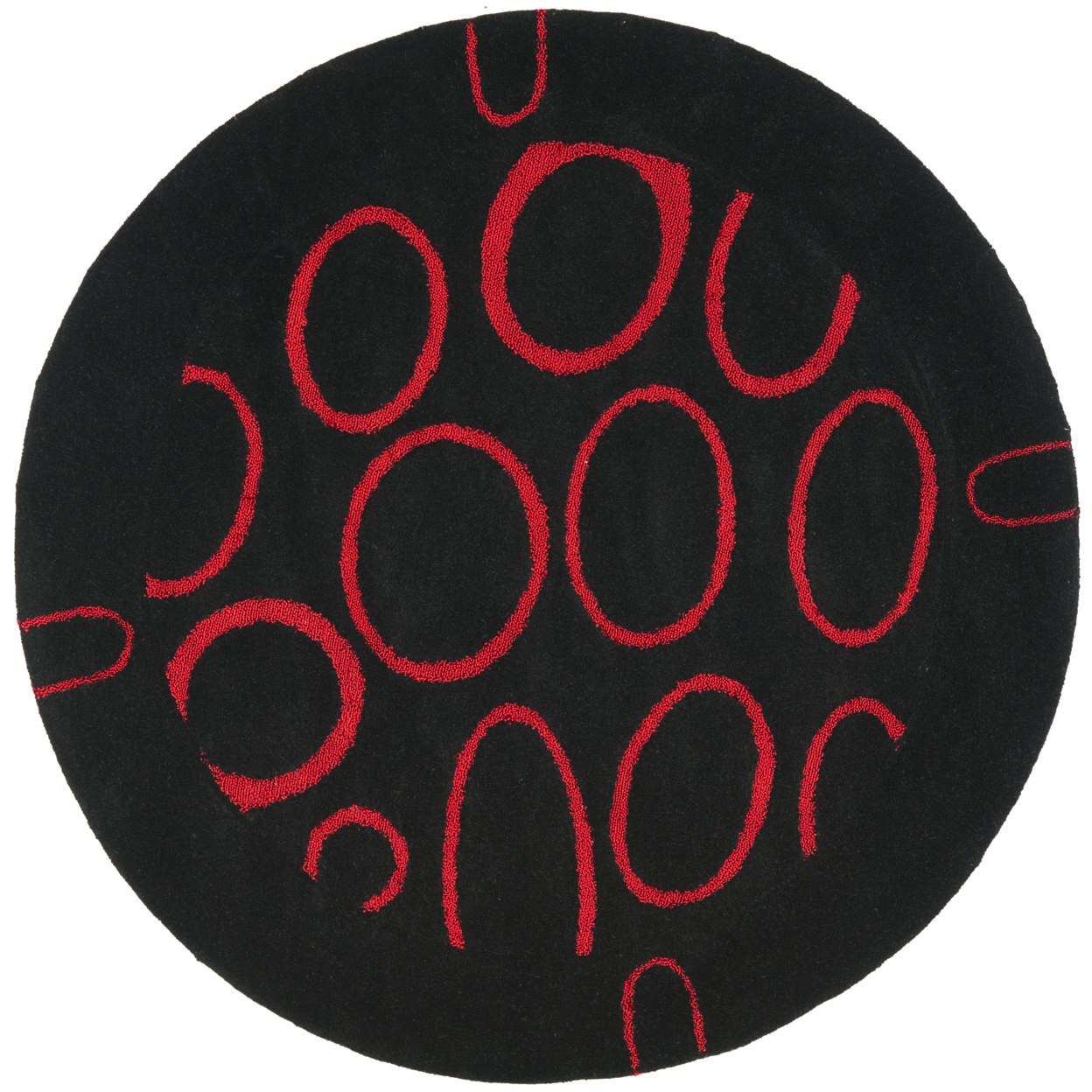 SAFAVIEH Soho Collection SOH714B Handmade Black / Red Rug - 6' Round